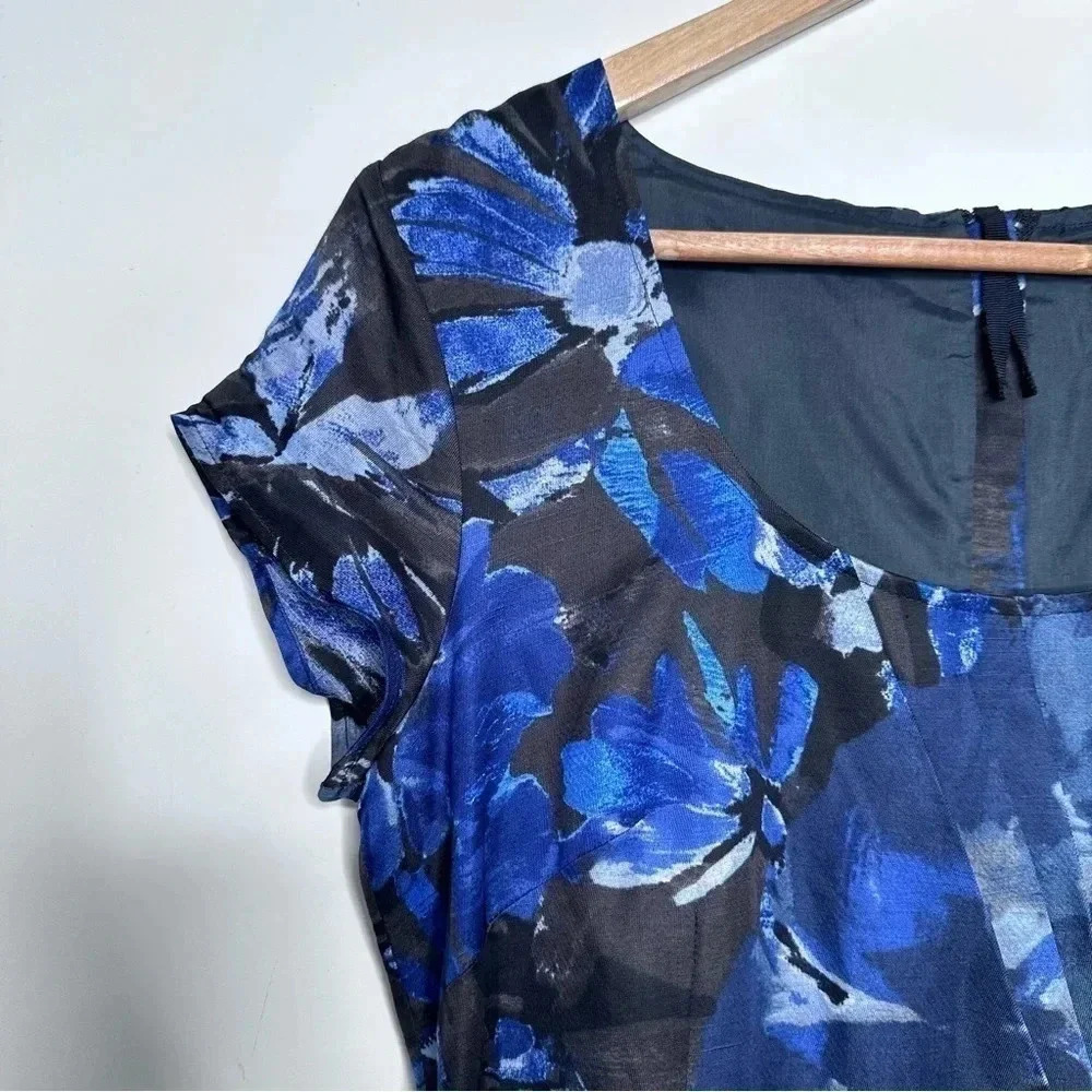 Banana Republic Mad Men Collection Blue Begonia Dress Size 4 - Picture 6 of 16